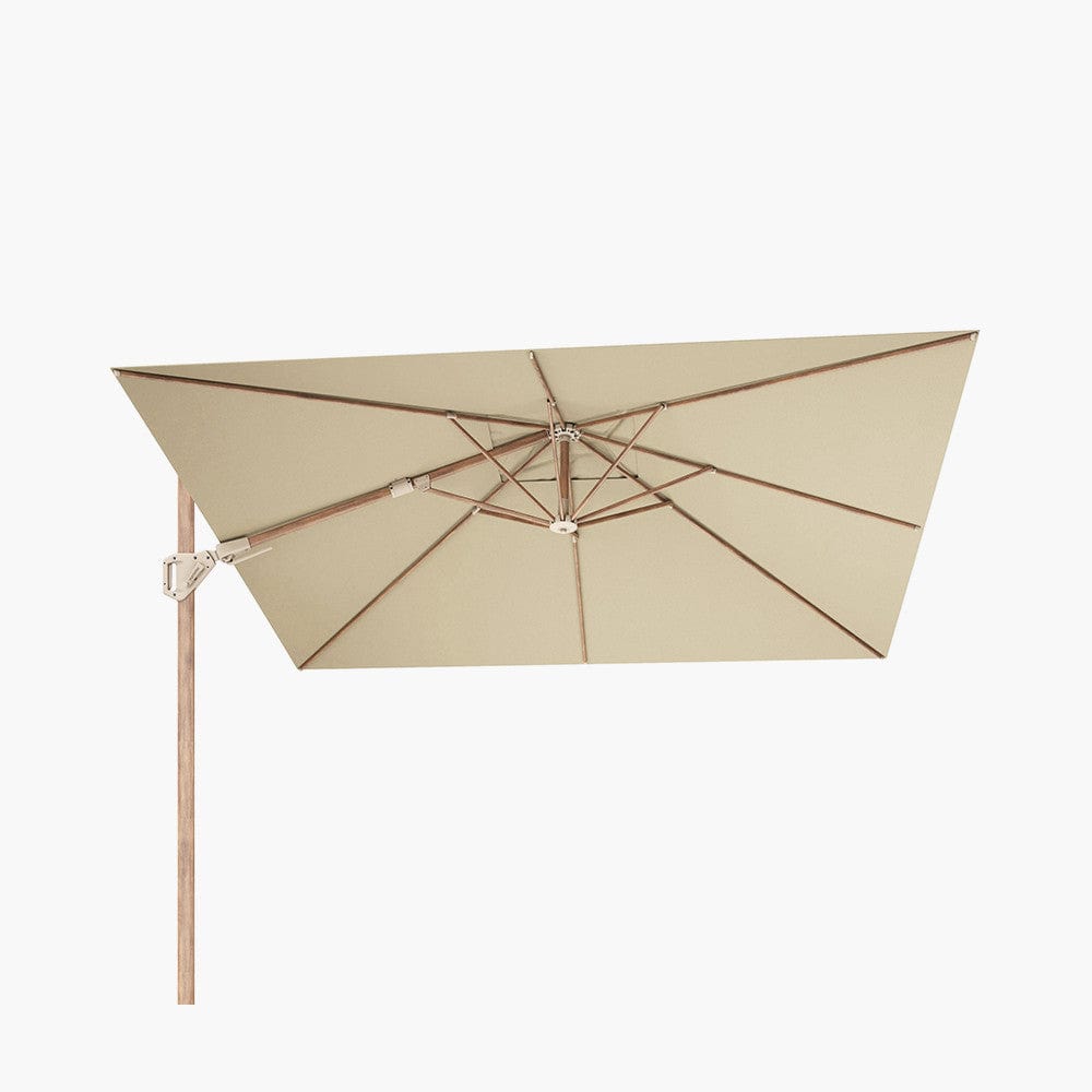Challenger Teak T2 3m Square Premium Champagne Free Arm Parasol.