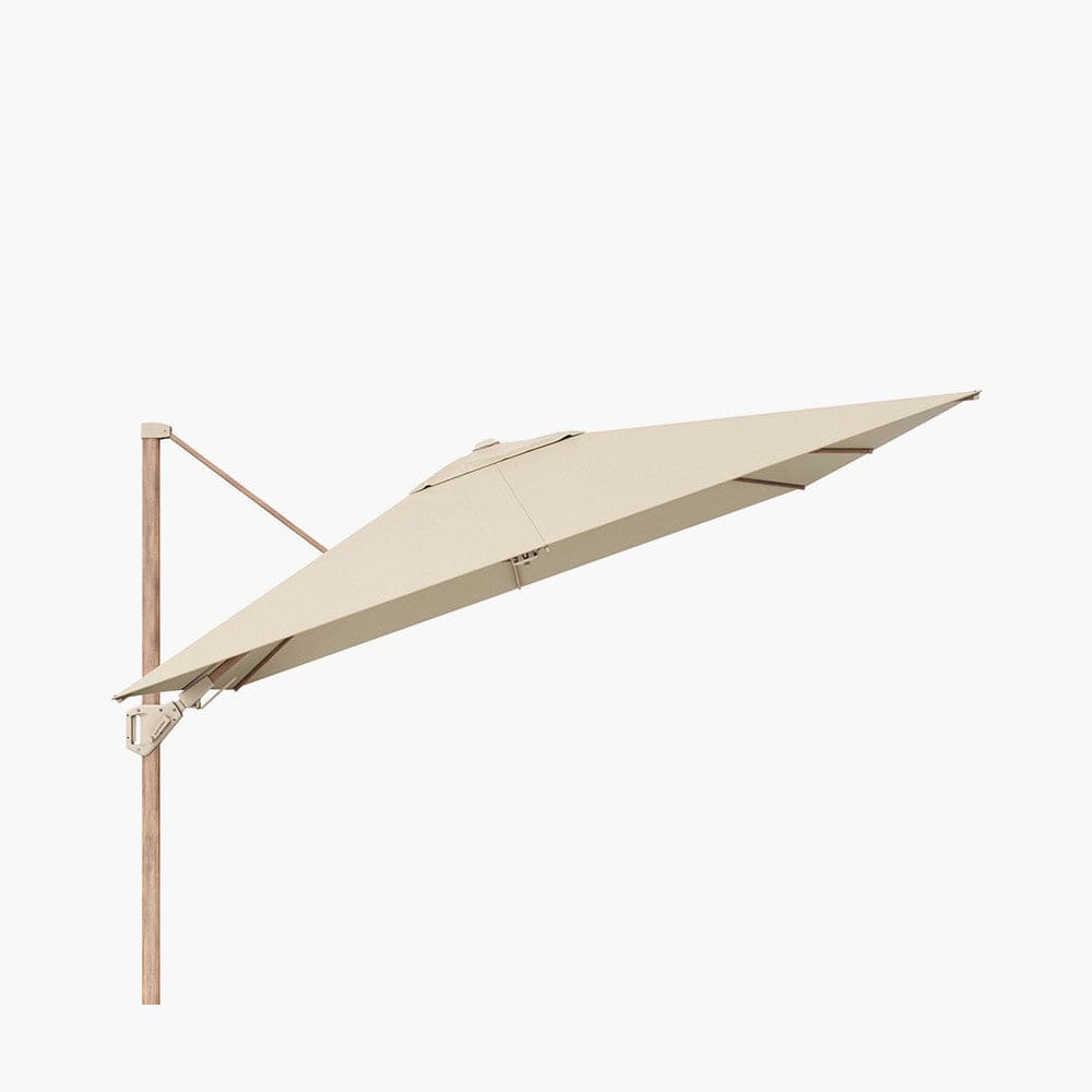Challenger Teak T2 3m Square Premium Champagne Free Arm Parasol.