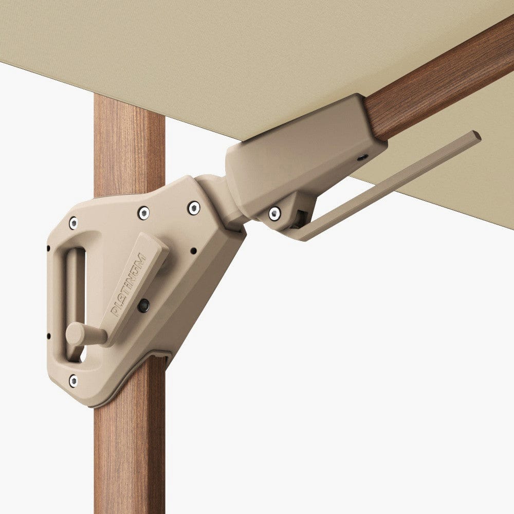 Challenger Teak T2 3m Square Premium Champagne Free Arm Parasol.