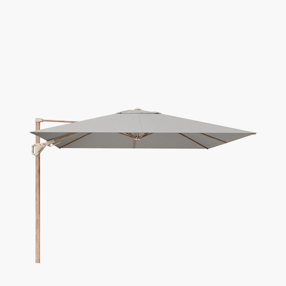 Pacific Lifestyle Outdoors Challenger Teak T2 3m Square Premium Manhattan Grey Free Arm Parasol House of Isabella UK