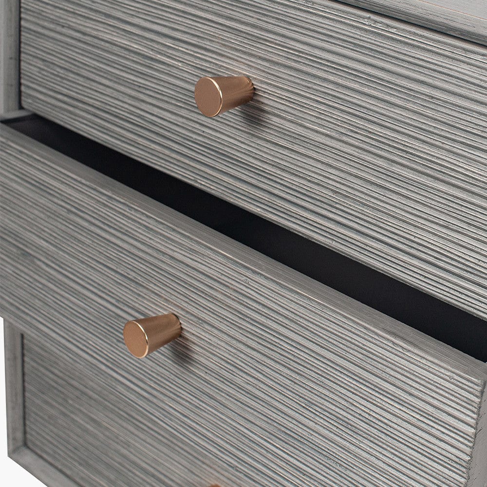 Chaya Dark Grey Pine Wood 5 Drawer Tall Boy.