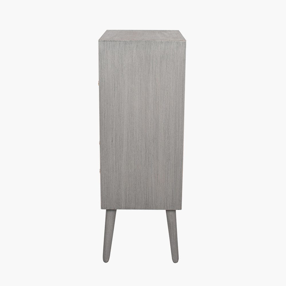 Chaya Dark Grey Pine Wood 5 Drawer Tall Boy.
