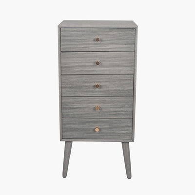 Pacific Lifestyle Outdoors Chaya Dark Grey Pine Wood 5 Drawer Tall Boy House of Isabella UK