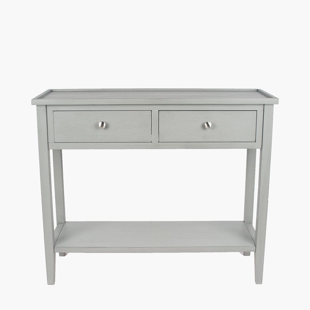 Chelmsford Vendee Grey Pine Wood 2 Drawer Console Table K/D.