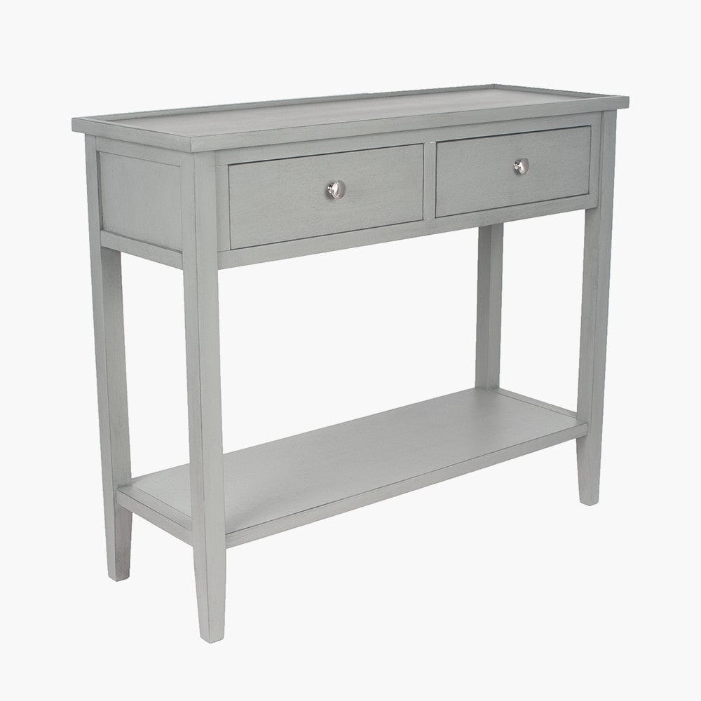 Chelmsford Vendee Grey Pine Wood 2 Drawer Console Table K/D.