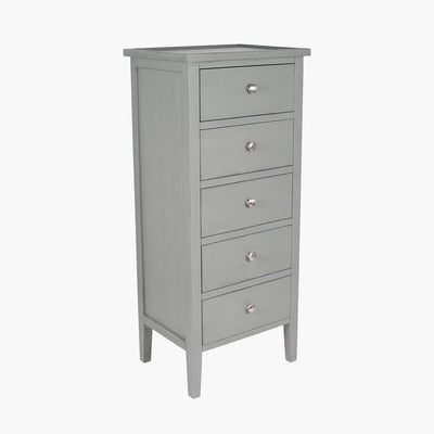 Pacific Lifestyle Outdoors Chelmsford Vendee Grey Pine Wood 5 Drawer Tall Boy House of Isabella UK