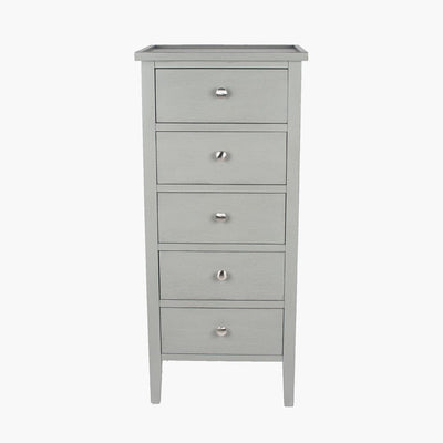 Pacific Lifestyle Outdoors Chelmsford Vendee Grey Pine Wood 5 Drawer Tall Boy House of Isabella UK