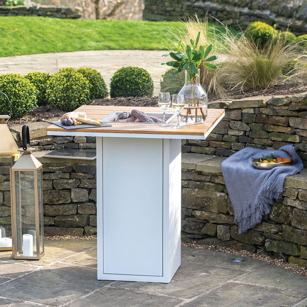 Cosiloft 100 Bar Table White and Teak.