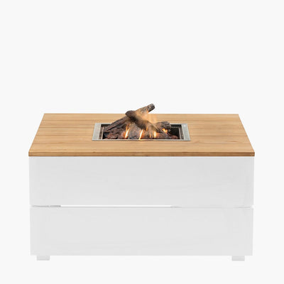 Pacific Lifestyle Outdoors Cosipure 100 Square Fire Pit White and Teak House of Isabella UK