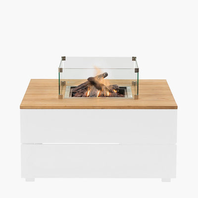 Pacific Lifestyle Outdoors Cosipure 100 Square Fire Pit White and Teak House of Isabella UK