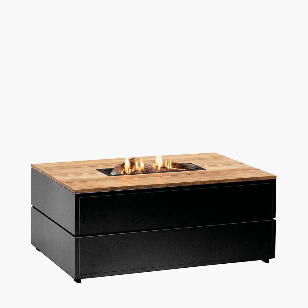 Cosipure 120 Rectangular Fire Pit Black and Teak.