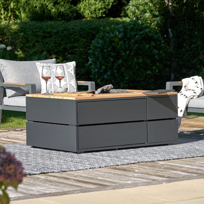 Pacific Lifestyle Outdoors Cosipure 120 Rectangular Fire Pit Black and Teak House of Isabella UK