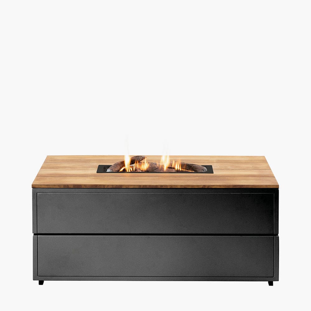 Cosipure 120 Rectangular Fire Pit Black and Teak.