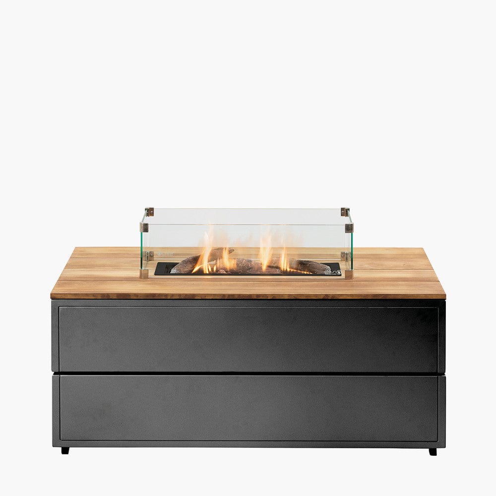 Cosipure 120 Rectangular Fire Pit Black and Teak.