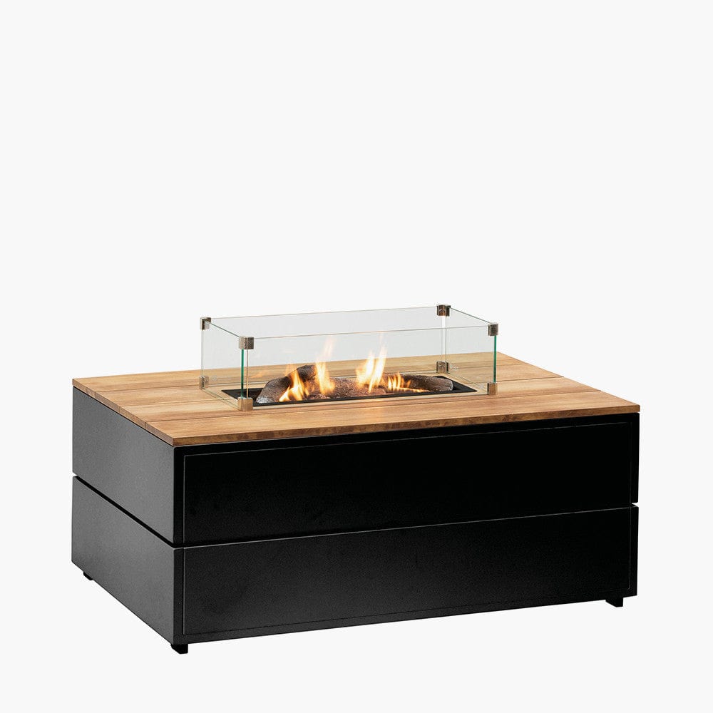 Cosipure 120 Rectangular Fire Pit Black and Teak.