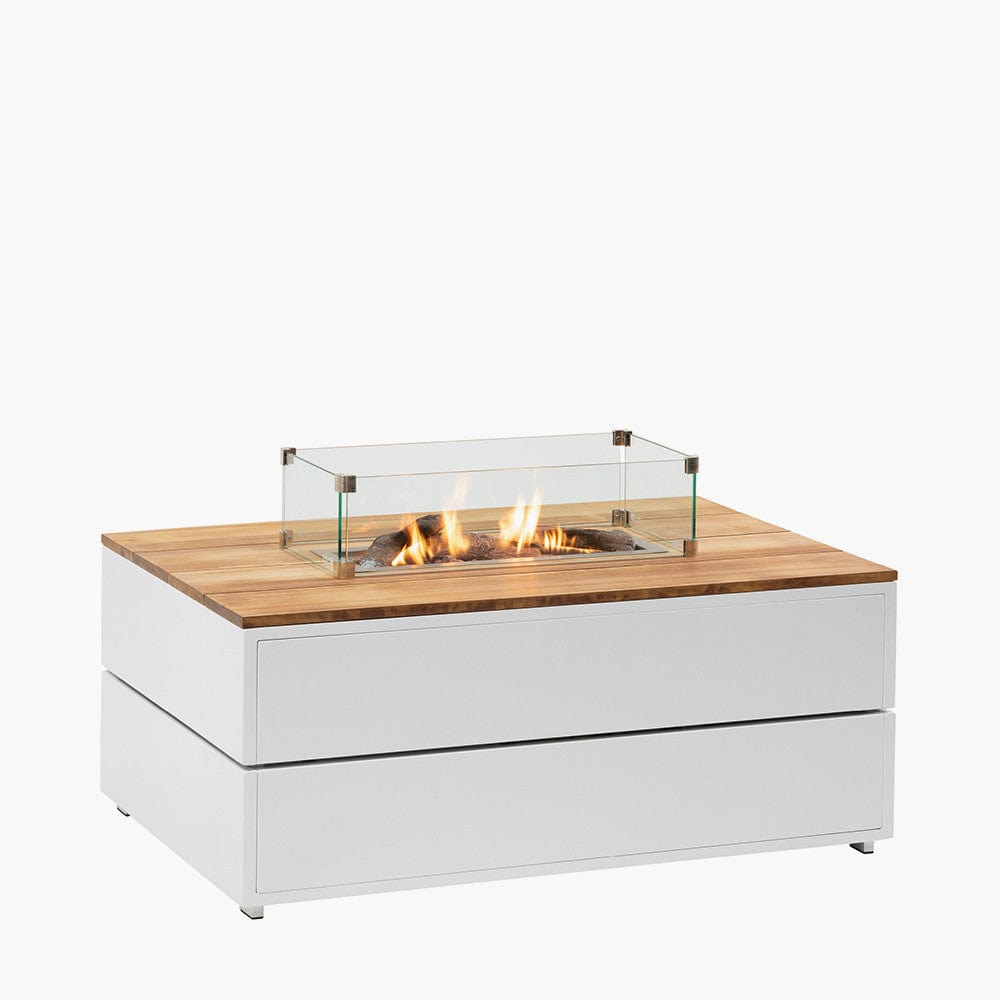Cosipure 120 Rectangular Fire Pit White and Teak.