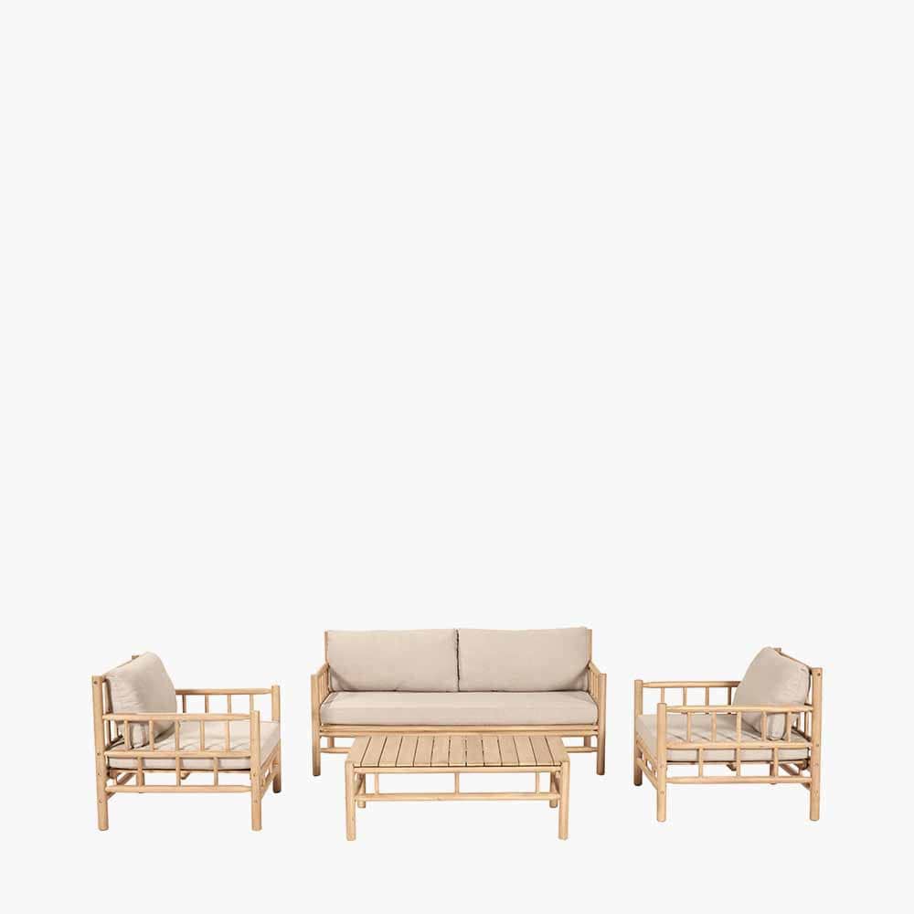 Pacific Lifestyle Outdoors Costa Rica Natural Bamboo Finish Lounge Set House of Isabella UK