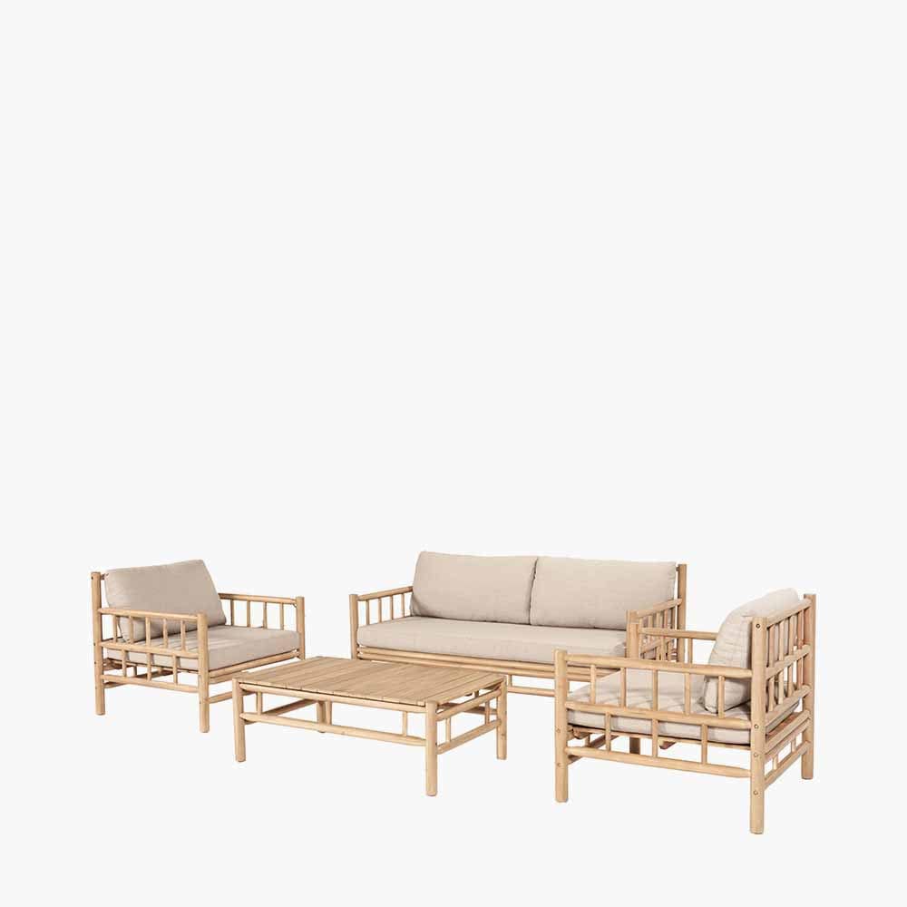 Pacific Lifestyle Outdoors Costa Rica Natural Bamboo Finish Lounge Set House of Isabella UK