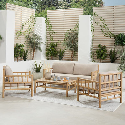 Pacific Lifestyle Outdoors Costa Rica Natural Bamboo Finish Outdoor Seating Set House of Isabella UK