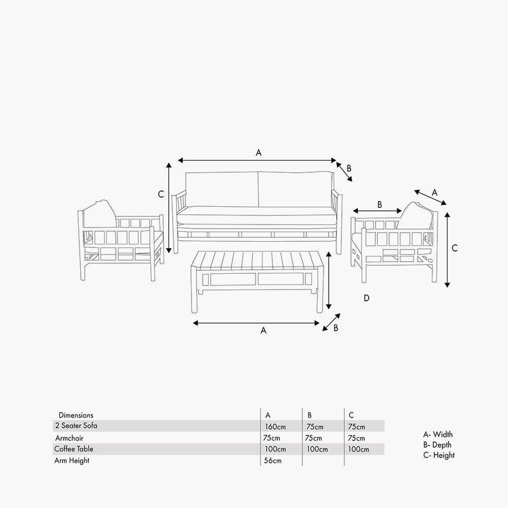 Costa Rica Natural Bamboo Finish Outdoor Seating Set.