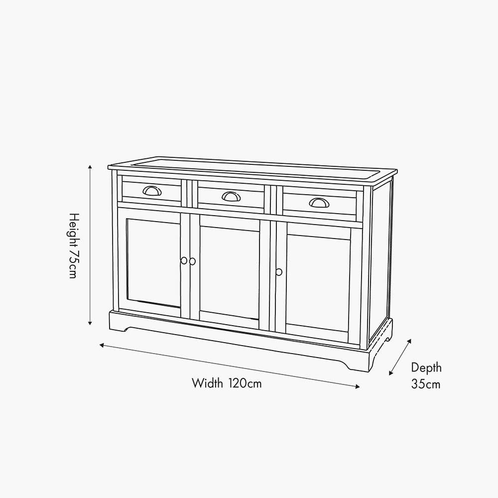 Pacific Lifestyle Outdoors Croft Linen Pine Wood 3 Door 3 Drawer Unit House of Isabella UK