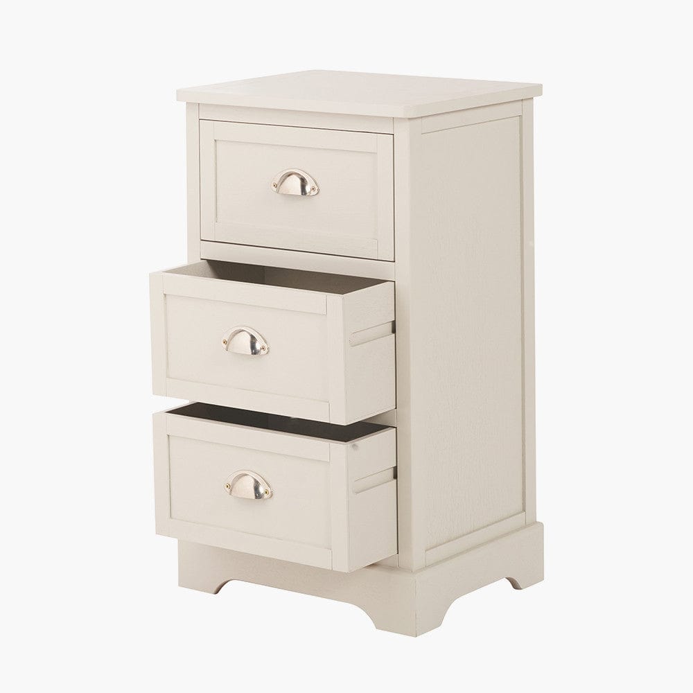 Croft Linen Pine Wood 3 Drawer Tall Unit.