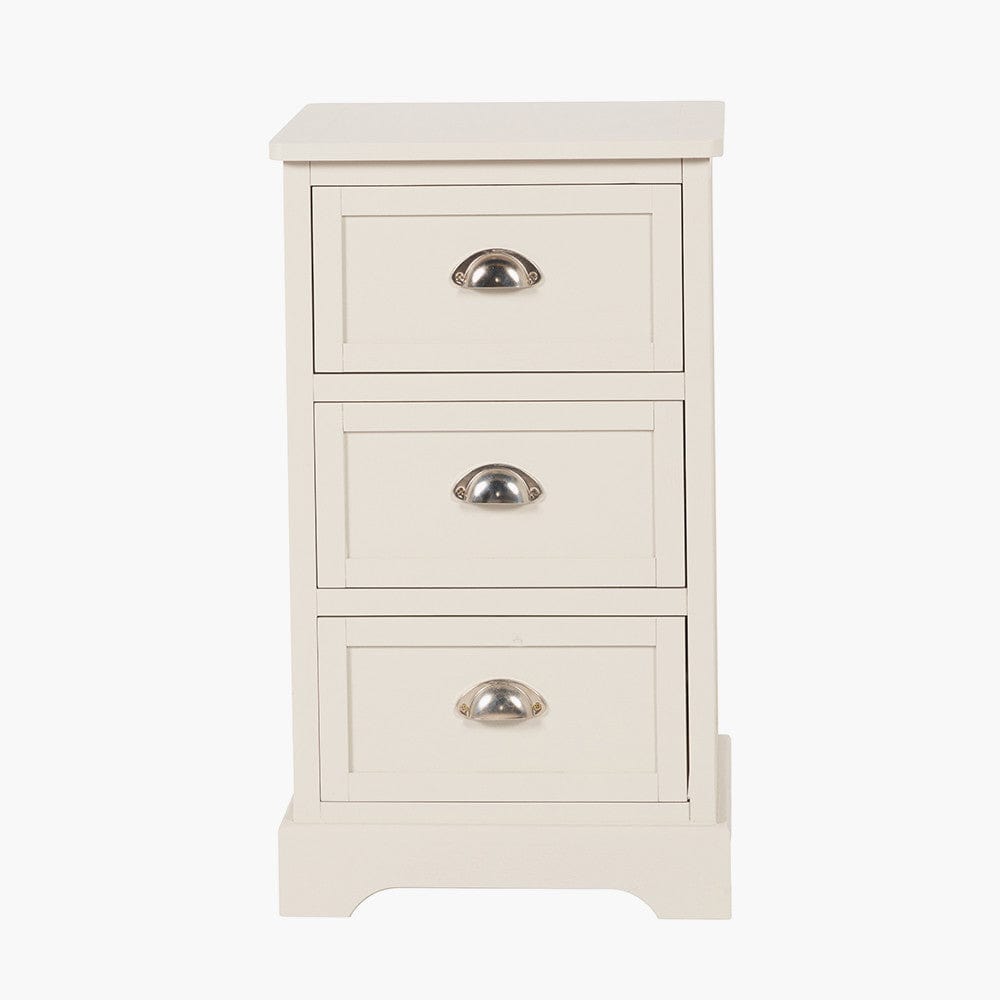 Croft Linen Pine Wood 3 Drawer Tall Unit.