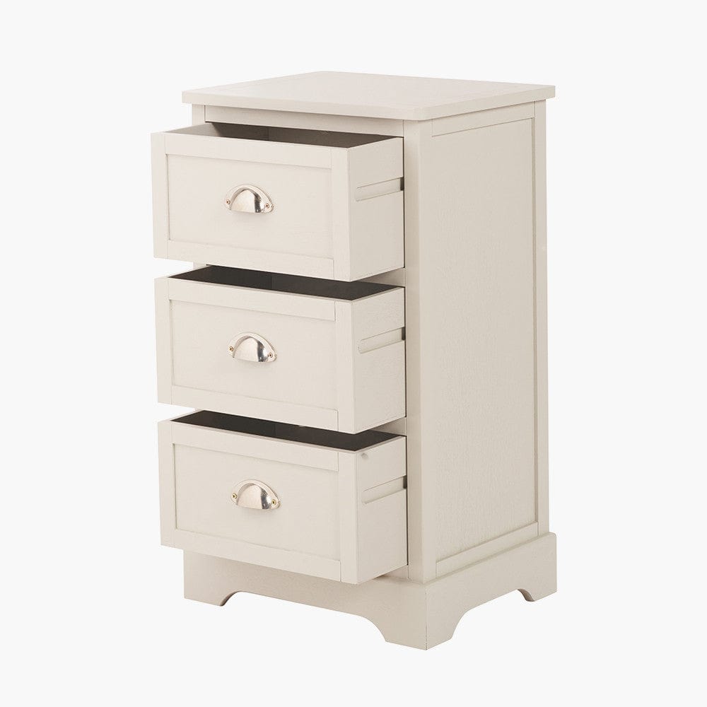 Croft Linen Pine Wood 3 Drawer Tall Unit.