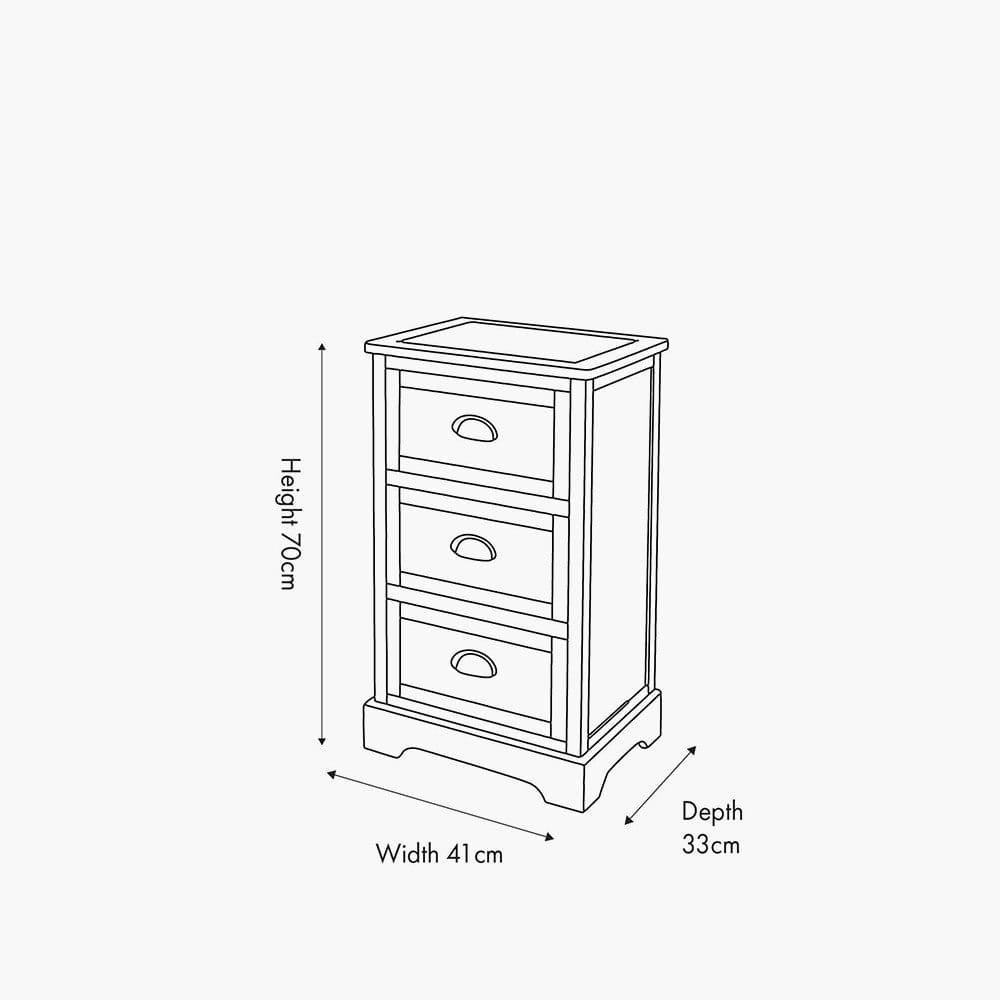 Pacific Lifestyle Outdoors Croft Linen Pine Wood 3 Drawer Tall Unit House of Isabella UK