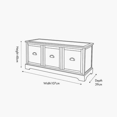 Pacific Lifestyle Outdoors Croft Linen Pine Wood 3 Drawer Unit House of Isabella UK