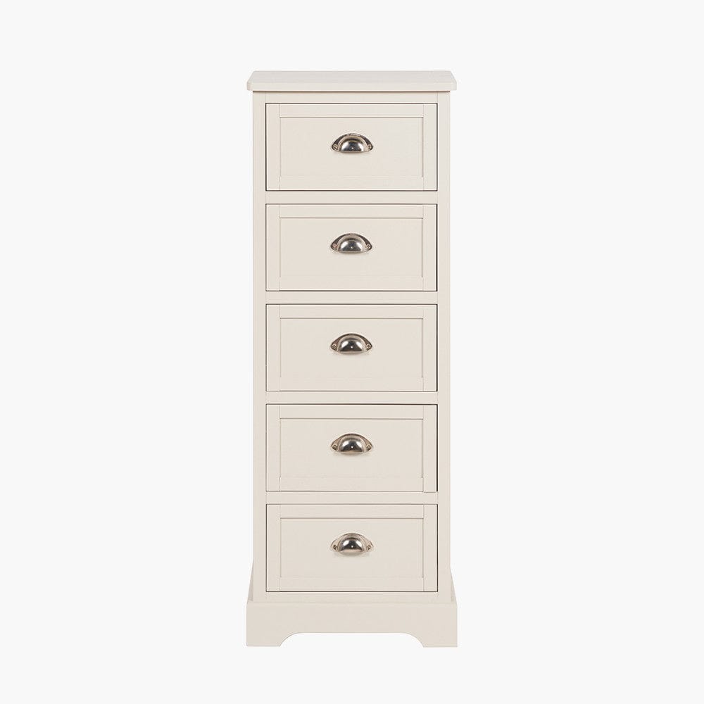 Croft Linen Pine Wood 5 Drawer Tall Unit.