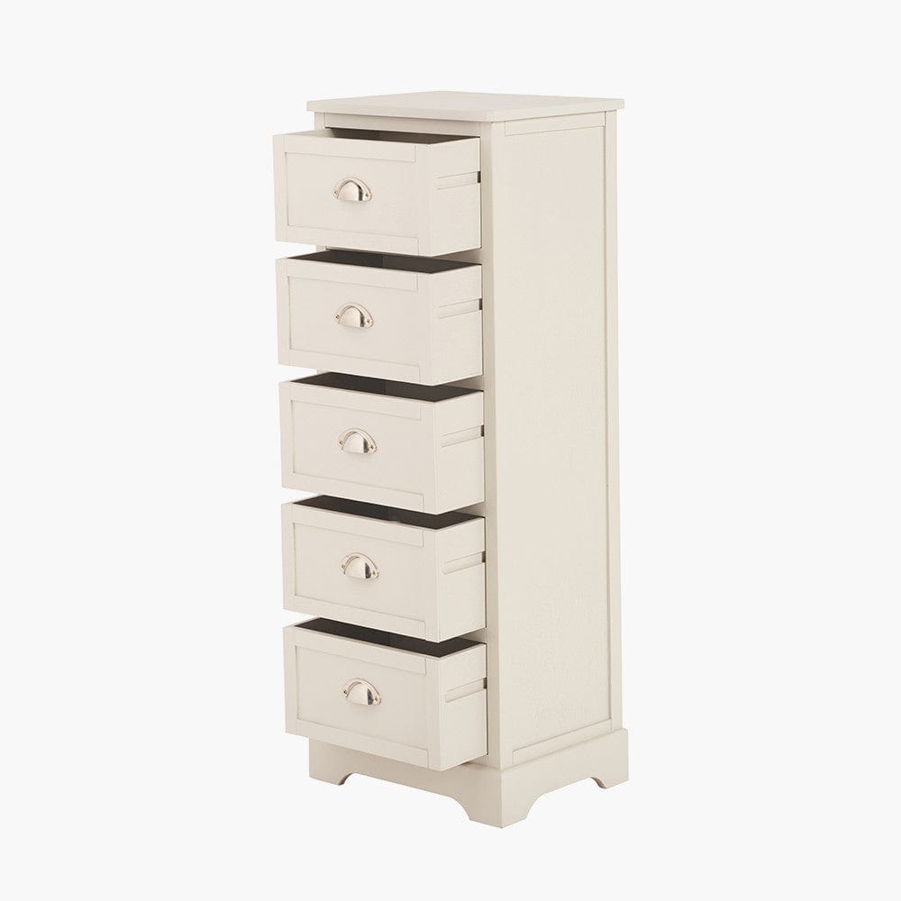 Croft Linen Pine Wood 5 Drawer Tall Unit.