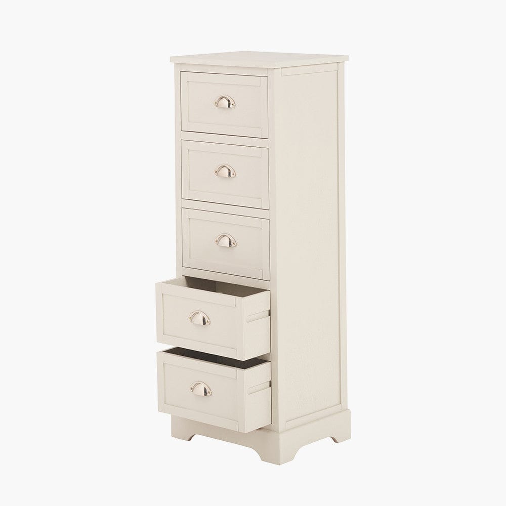 Croft Linen Pine Wood 5 Drawer Tall Unit.
