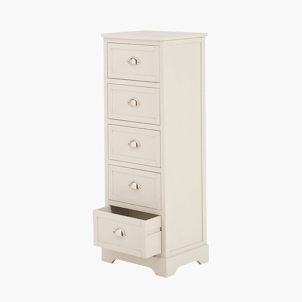 Croft Linen Pine Wood 5 Drawer Tall Unit.