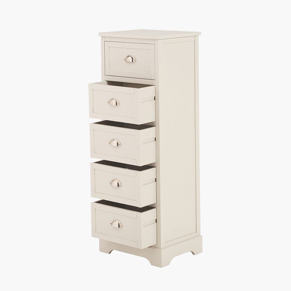 Croft Linen Pine Wood 5 Drawer Tall Unit.