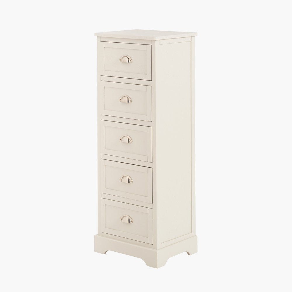 Croft Linen Pine Wood 5 Drawer Tall Unit.