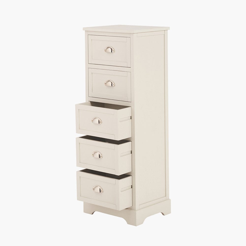 Croft Linen Pine Wood 5 Drawer Tall Unit.