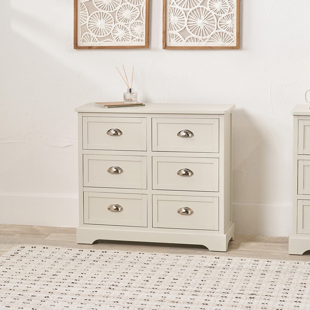 Croft Linen Pine Wood 6 Drawer Unit.