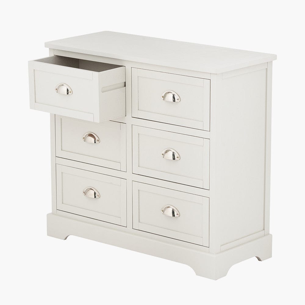 Croft Linen Pine Wood 6 Drawer Unit.