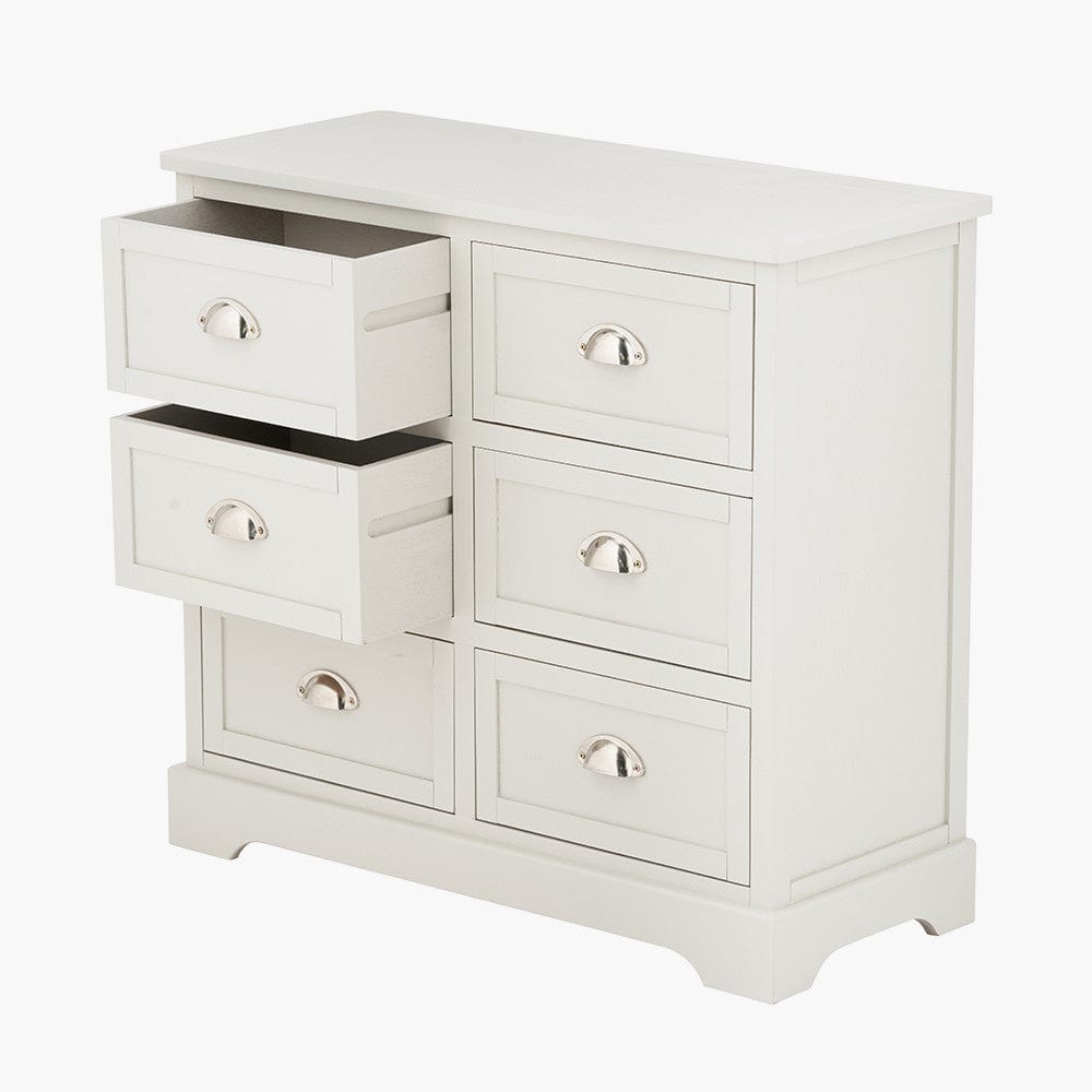 Croft Linen Pine Wood 6 Drawer Unit.