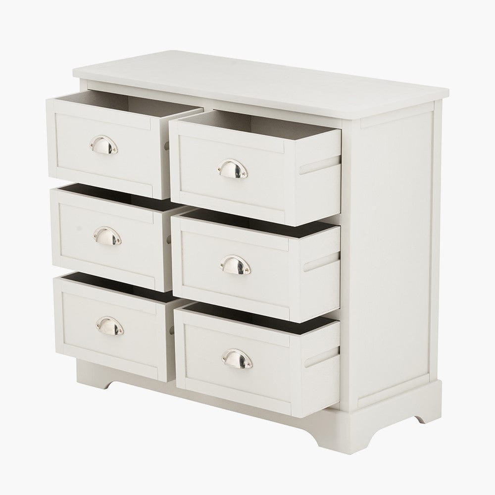 Croft Linen Pine Wood 6 Drawer Unit.