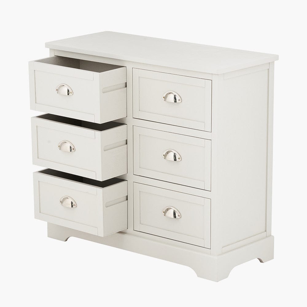 Croft Linen Pine Wood 6 Drawer Unit.