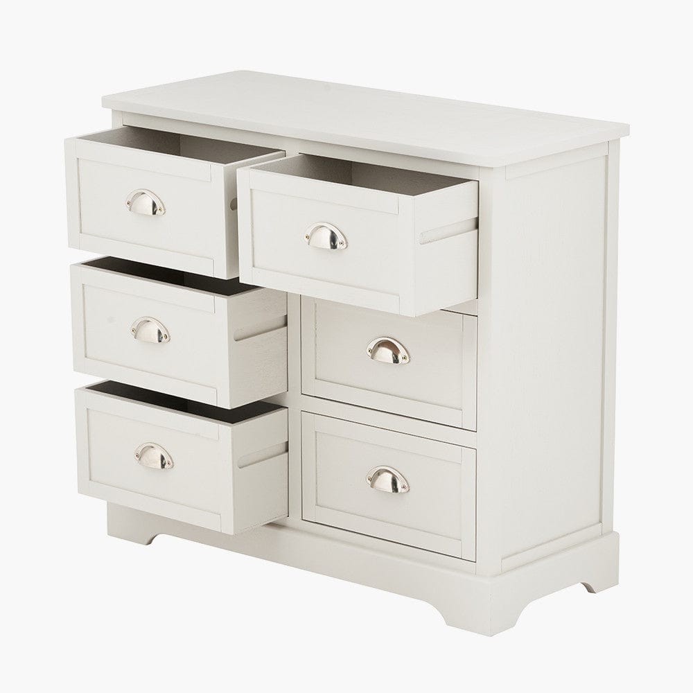 Croft Linen Pine Wood 6 Drawer Unit.