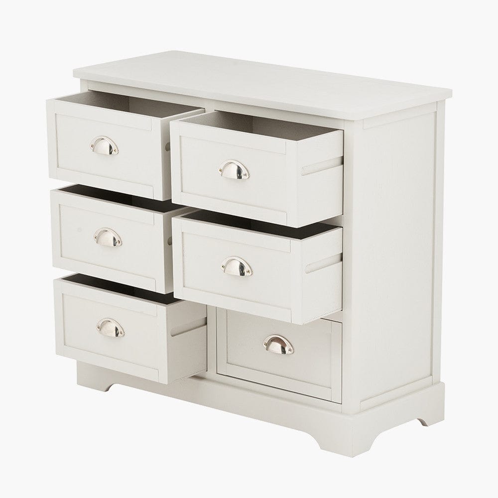 Croft Linen Pine Wood 6 Drawer Unit.