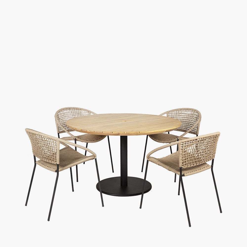 Pacific Lifestyle Outdoors Dakota Natural Wheat Outdoor 4 Seater Dining Set House of Isabella UK