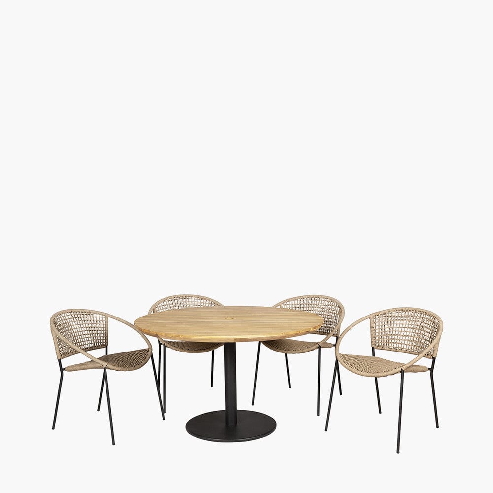 Pacific Lifestyle Outdoors Dakota Natural Wheat Outdoor 4 Seater Dining Set House of Isabella UK