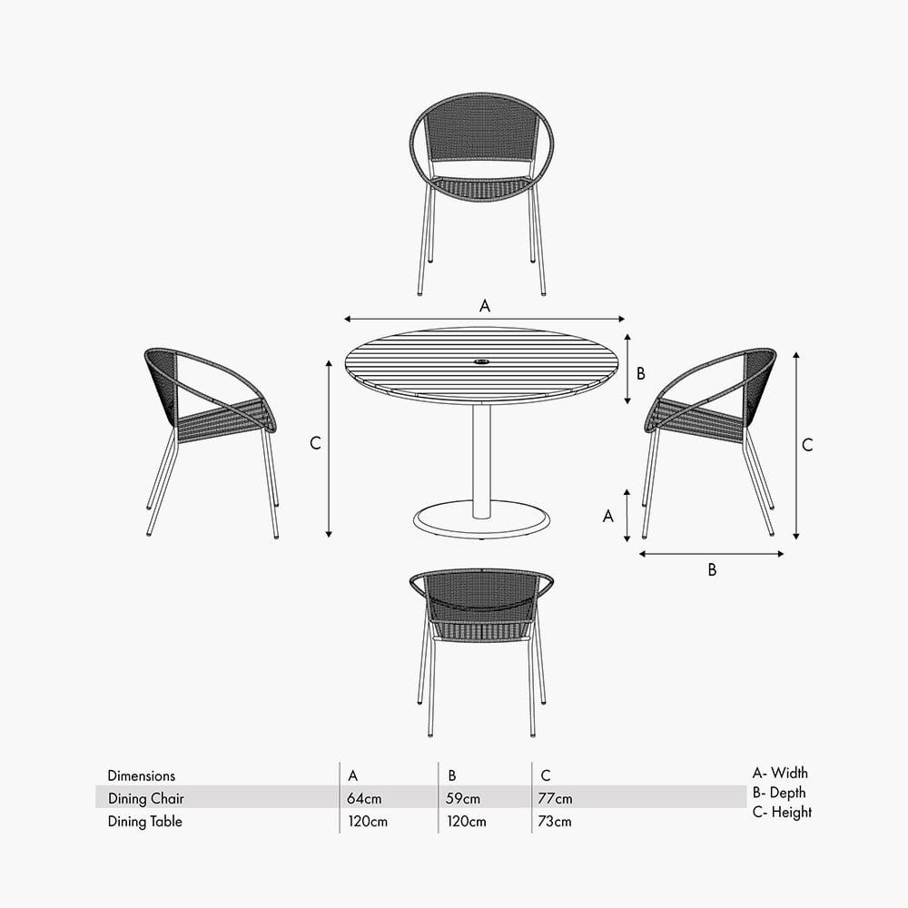 Pacific Lifestyle Outdoors Dakota Natural Wheat Outdoor 4 Seater Dining Set House of Isabella UK