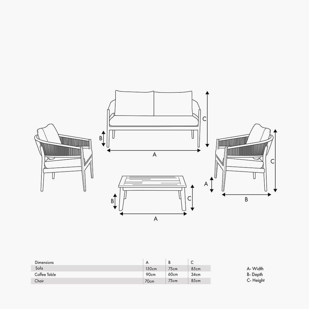 Pacific Lifestyle Outdoors Denver Grey Outdoor Seating Set House of Isabella UK