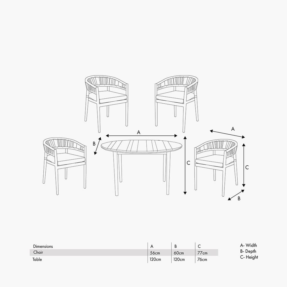 Pacific Lifestyle Outdoors Denver Sage Green 4 Seater Dining Set House of Isabella UK