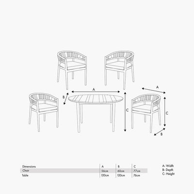 Pacific Lifestyle Outdoors Denver Sage Green 4 Seater Dining Set House of Isabella UK